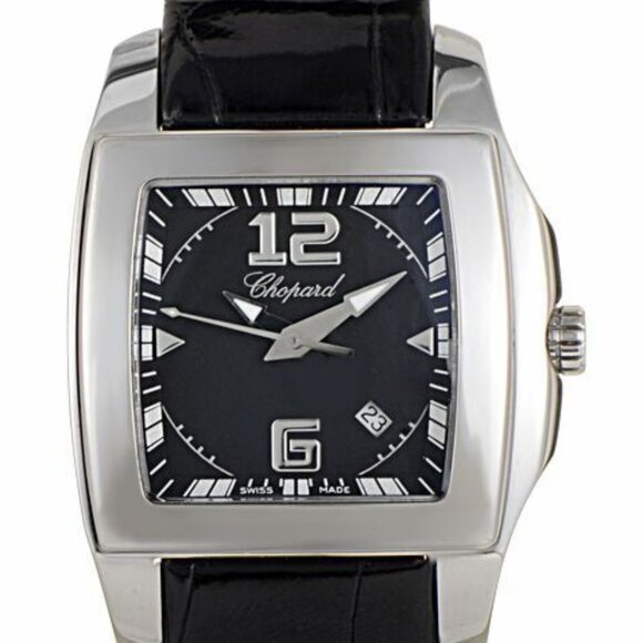 Chopard Two O Ten Tycoon Ladies' Stainless Steel Black on Strap 128464-3001 - Picture 1 of 6